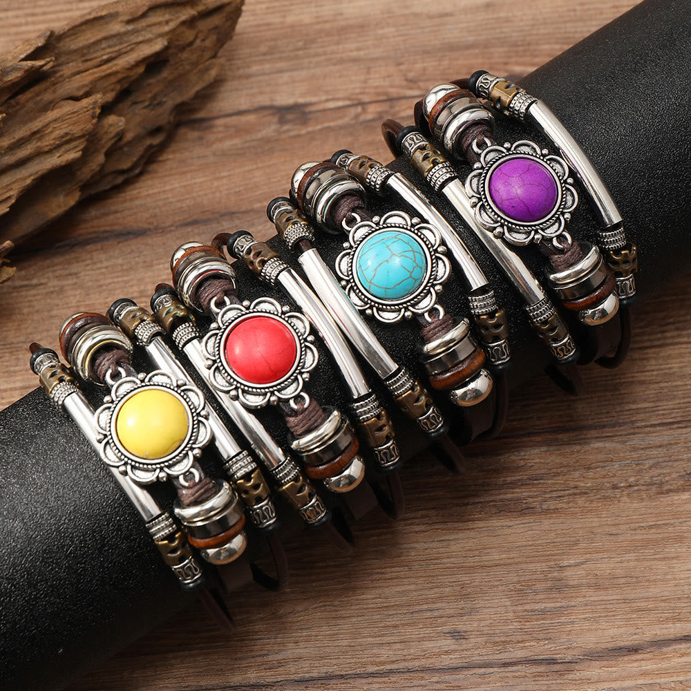 FREE Today: Natural Multi-colored Turquoise Stainless Steel Leather Bracelet - image 45
