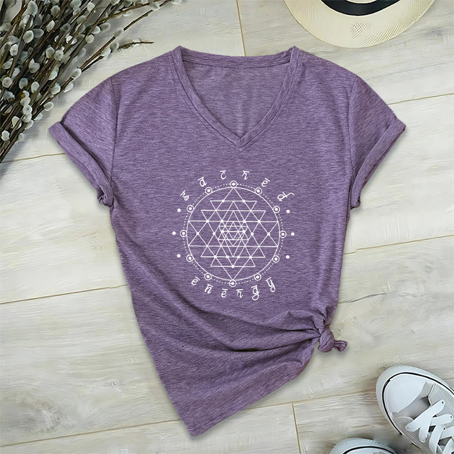 Olivenorma Sacred Geometry "Sacred Energy" Graphic V-Neck T-Shirt - Purple - 2XL - image 36