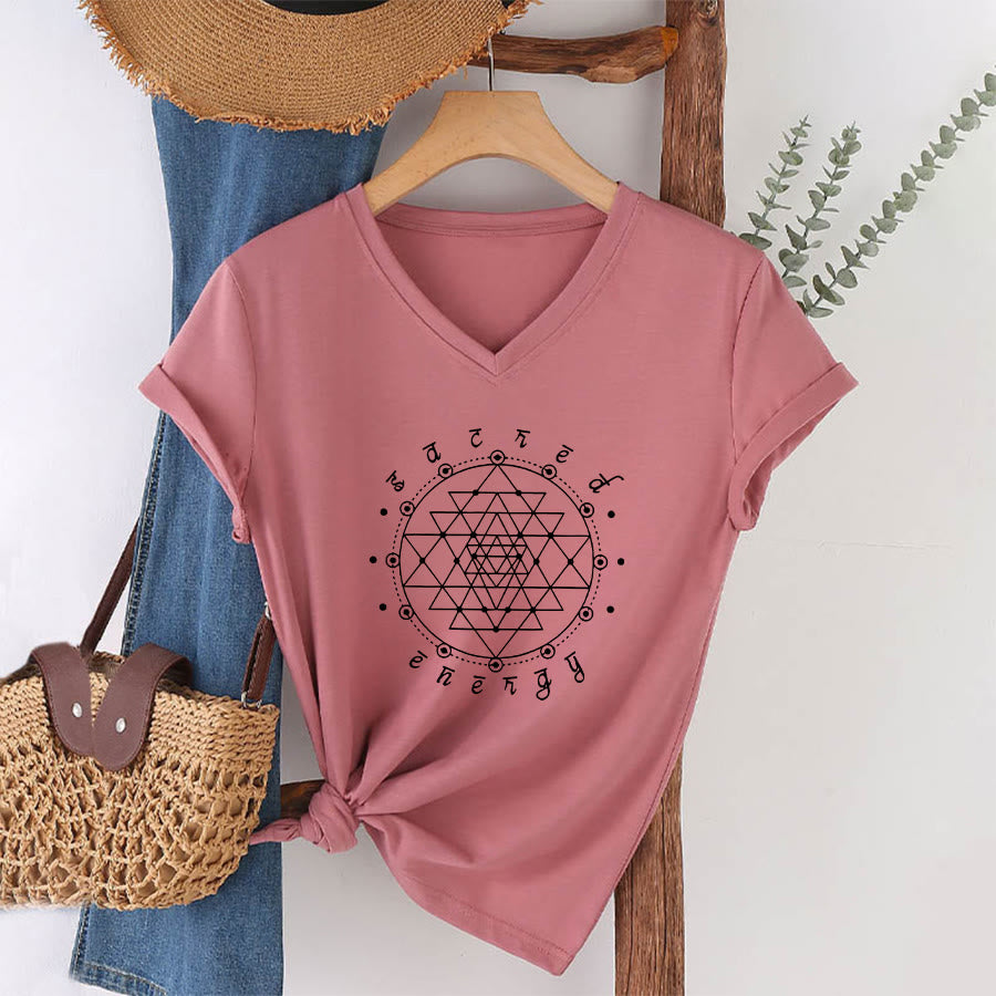 Olivenorma Sacred Geometry "Sacred Energy" Graphic V-Neck T-Shirt - image 7