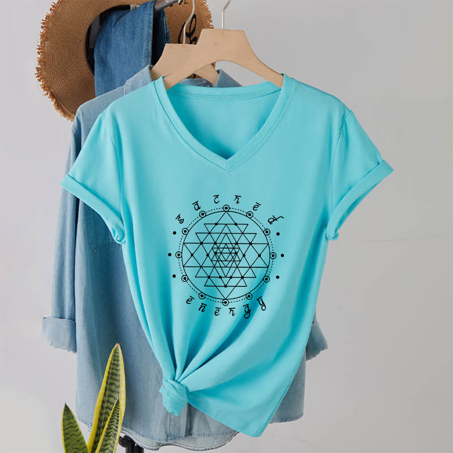 Olivenorma Sacred Geometry "Sacred Energy" Graphic V-Neck T-Shirt - image 10