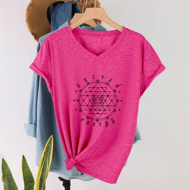 Olivenorma Sacred Geometry "Sacred Energy" Graphic V-Neck T-Shirt - image 34