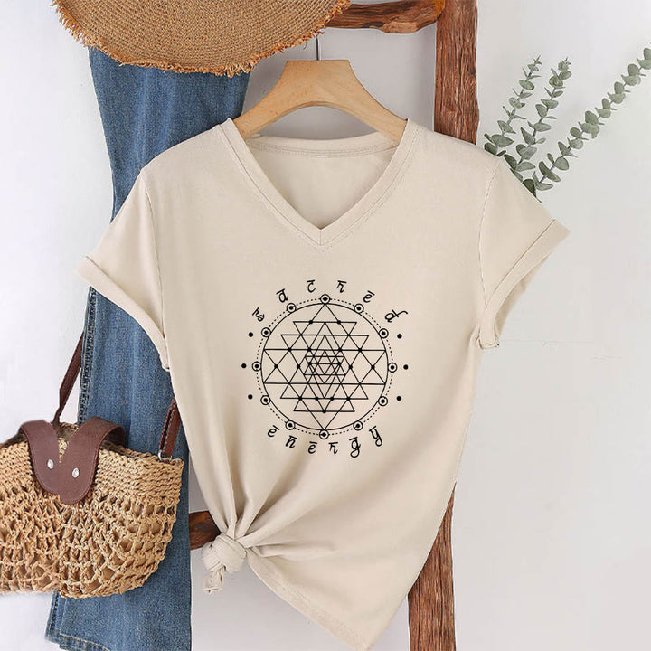 Olivenorma Sacred Geometry "Sacred Energy" Graphic V-Neck T-Shirt - image 4