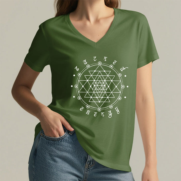 Olivenorma Sacred Geometry "Sacred Energy" Graphic V-Neck T-Shirt - image 26