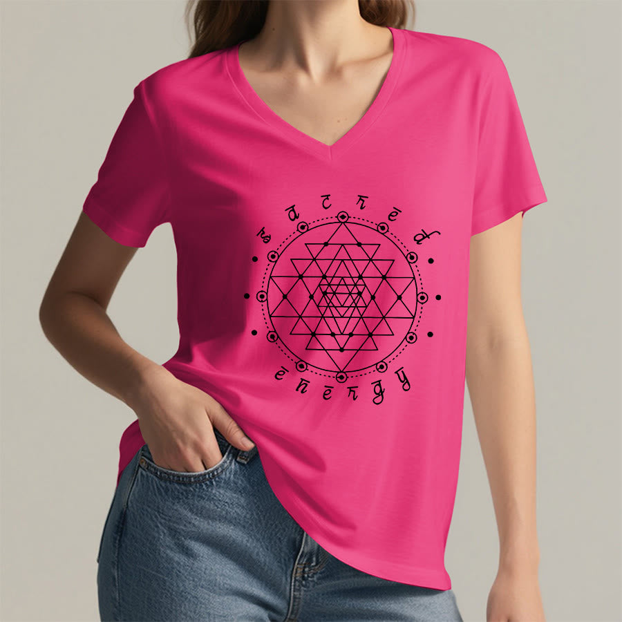 Olivenorma Sacred Geometry "Sacred Energy" Graphic V-Neck T-Shirt - image 35