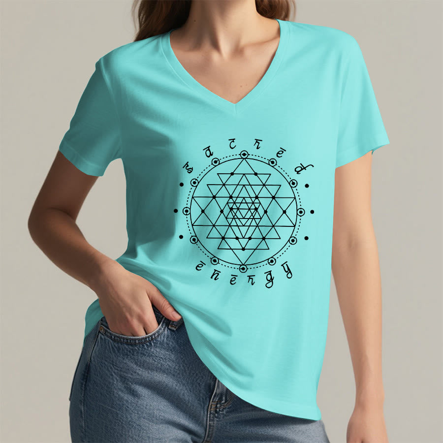 Olivenorma Sacred Geometry "Sacred Energy" Graphic V-Neck T-Shirt - image 11