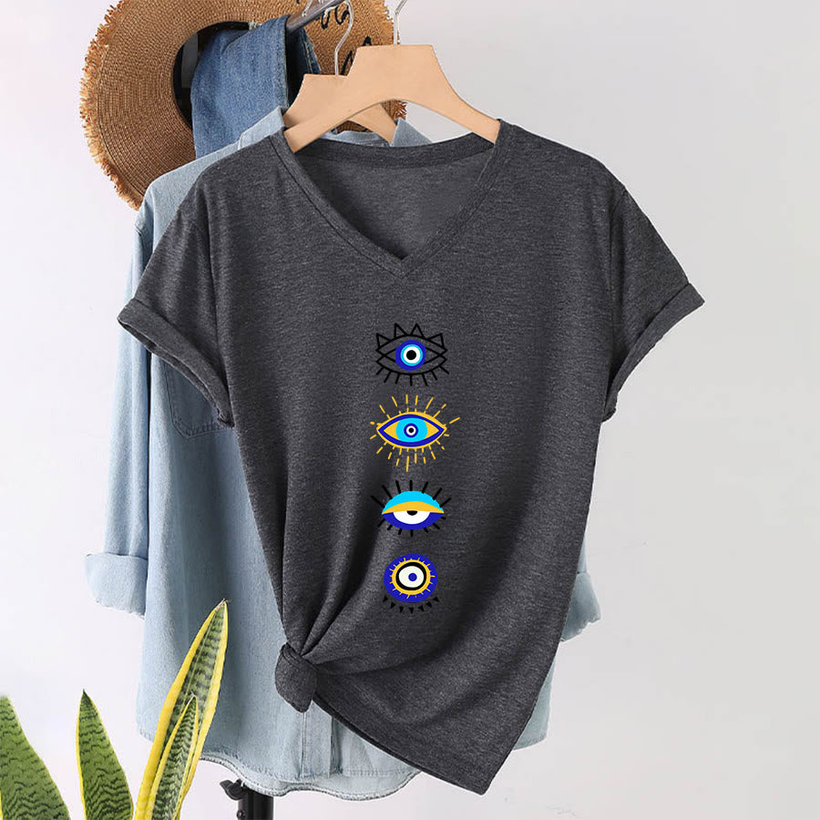 Olivenorma Evil Eye Collection Print Yoga V-Neck T-Shirt - image 16