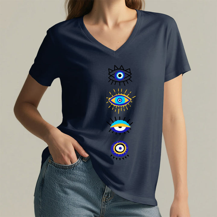 Olivenorma Evil Eye Collection Print Yoga V-Neck T-Shirt - image 20