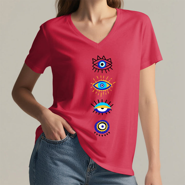 Olivenorma Evil Eye Collection Print Yoga V-Neck T-Shirt - image 29
