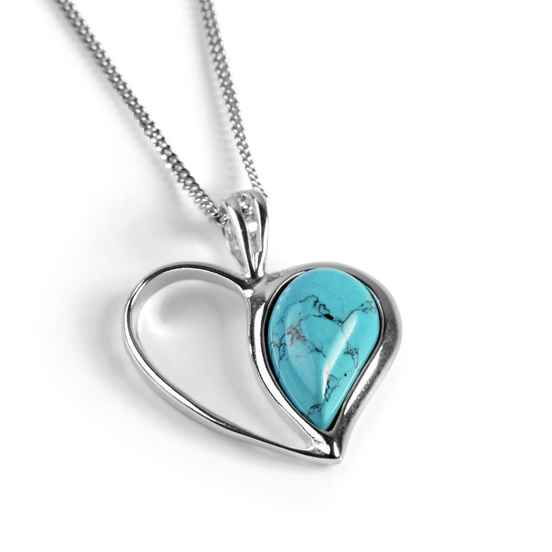 FREE Today: Heart Turquoise Stone Silver Color December Birthstone Necklace - image 4
