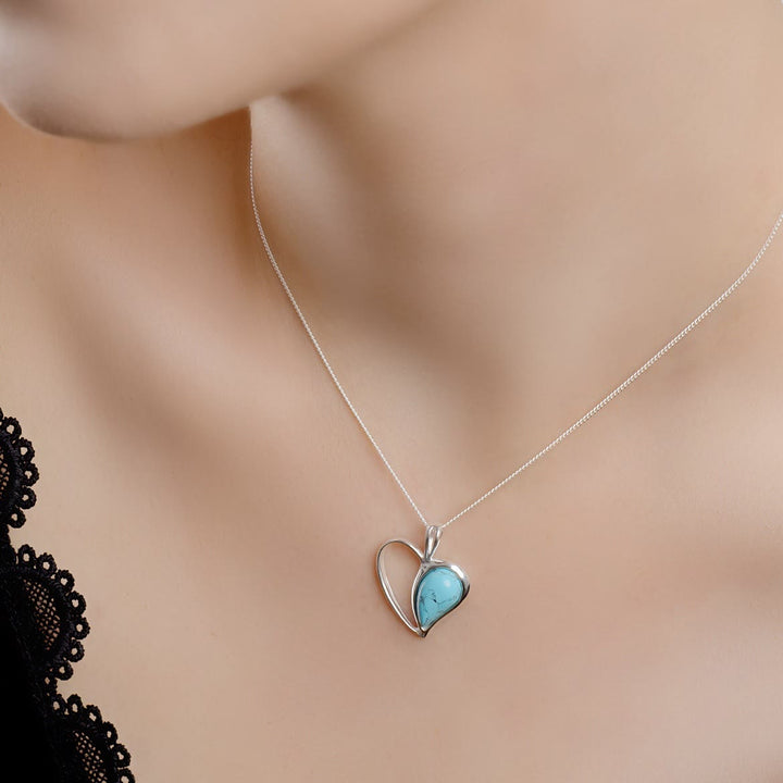FREE Today: Heart Turquoise Stone Silver Color December Birthstone Necklace - image 1