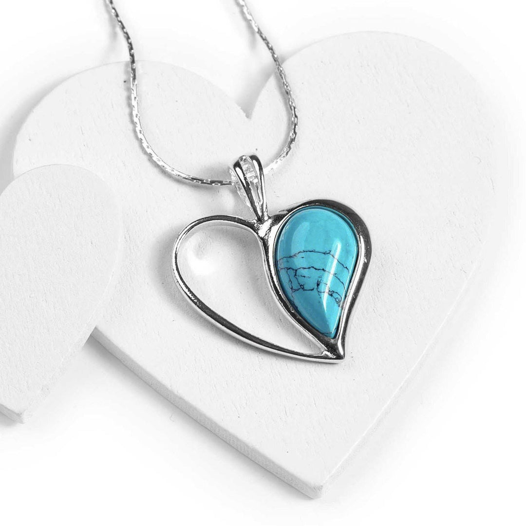 FREE Today: Heart Turquoise Stone Silver Color December Birthstone Necklace - image 2
