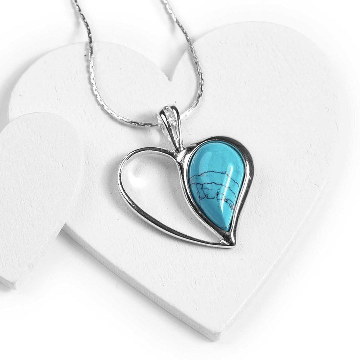 FREE Today: Heart Turquoise Stone Silver Color December Birthstone Necklace - image 2
