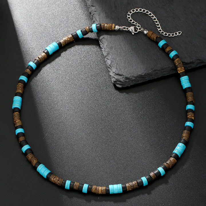 FREE Today: Turquoise Black Onyx Beaded Necklace - Lava Stone & Turquoise & Wood - image 6