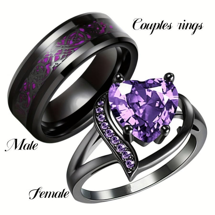 FREE Today: 2Pcs Couple Promise Ring - Purple Zircon - Women's Ring - US 12 - image 5