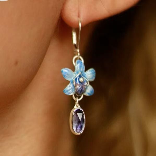 FREE Today: Flower Blue Doritis Orchid Phalaenopsis Pulcherrima Earrings - image 4