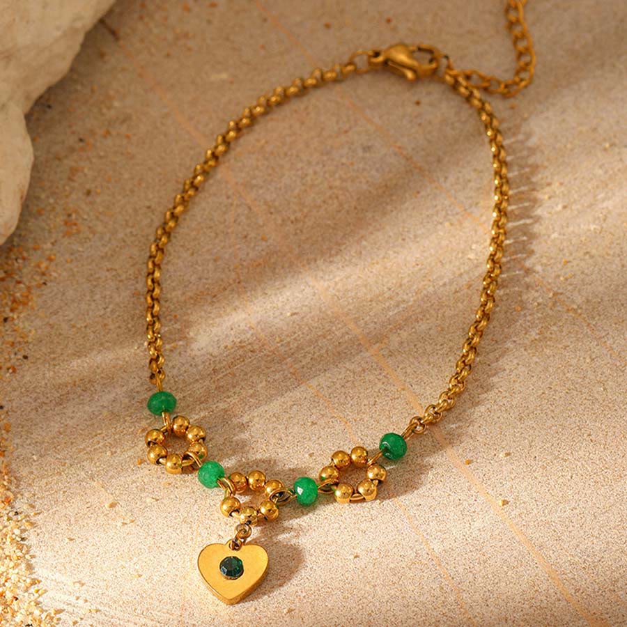 Olivenorma Nature Inspired Raw Stone Chip Evil Eye Pendant Necklace - Heart Turquoise - image 9