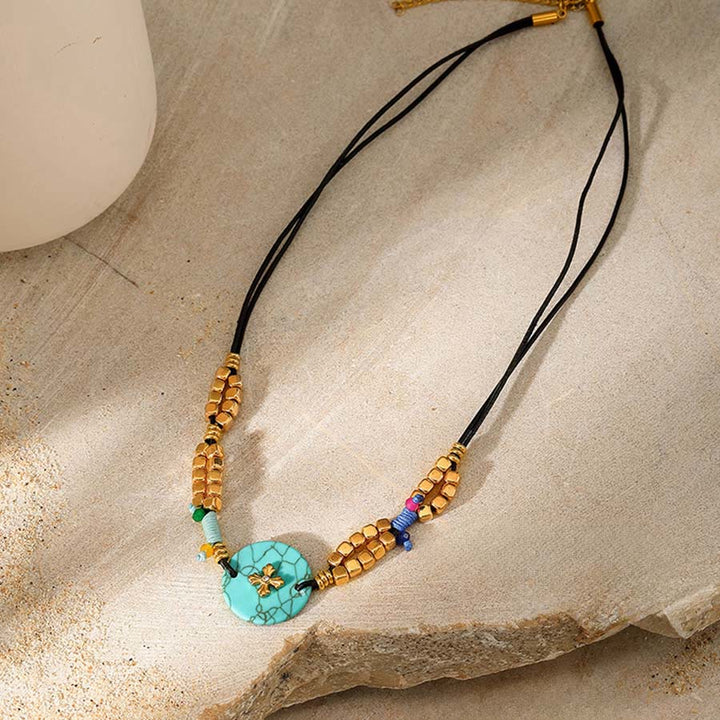 Olivenorma Nature Inspired Raw Stone Chip Evil Eye Pendant Necklace - Boho Turquoise - image 18