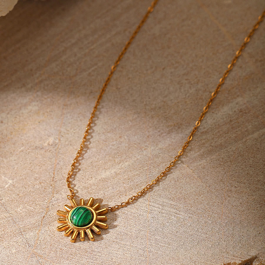 Olivenorma Nature Inspired Raw Stone Chip Evil Eye Pendant Necklace - Sunburst Turquoise - image 11