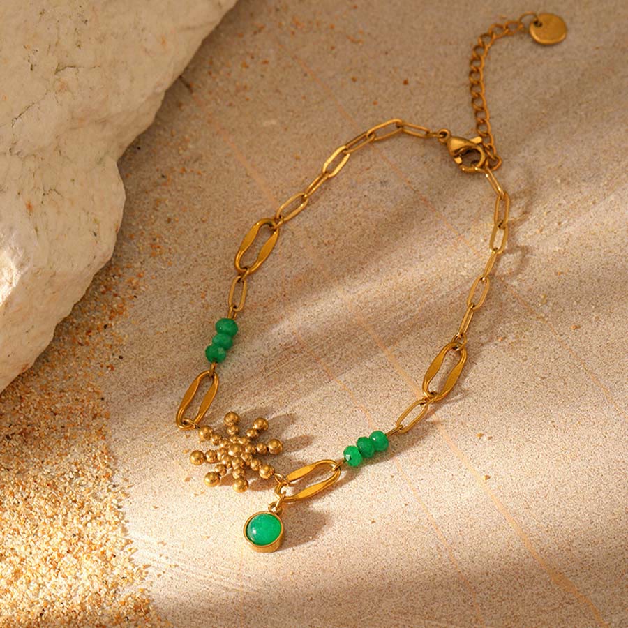 Olivenorma Nature Inspired Raw Stone Chip Evil Eye Pendant Necklace - Floral Turquoise - image 10