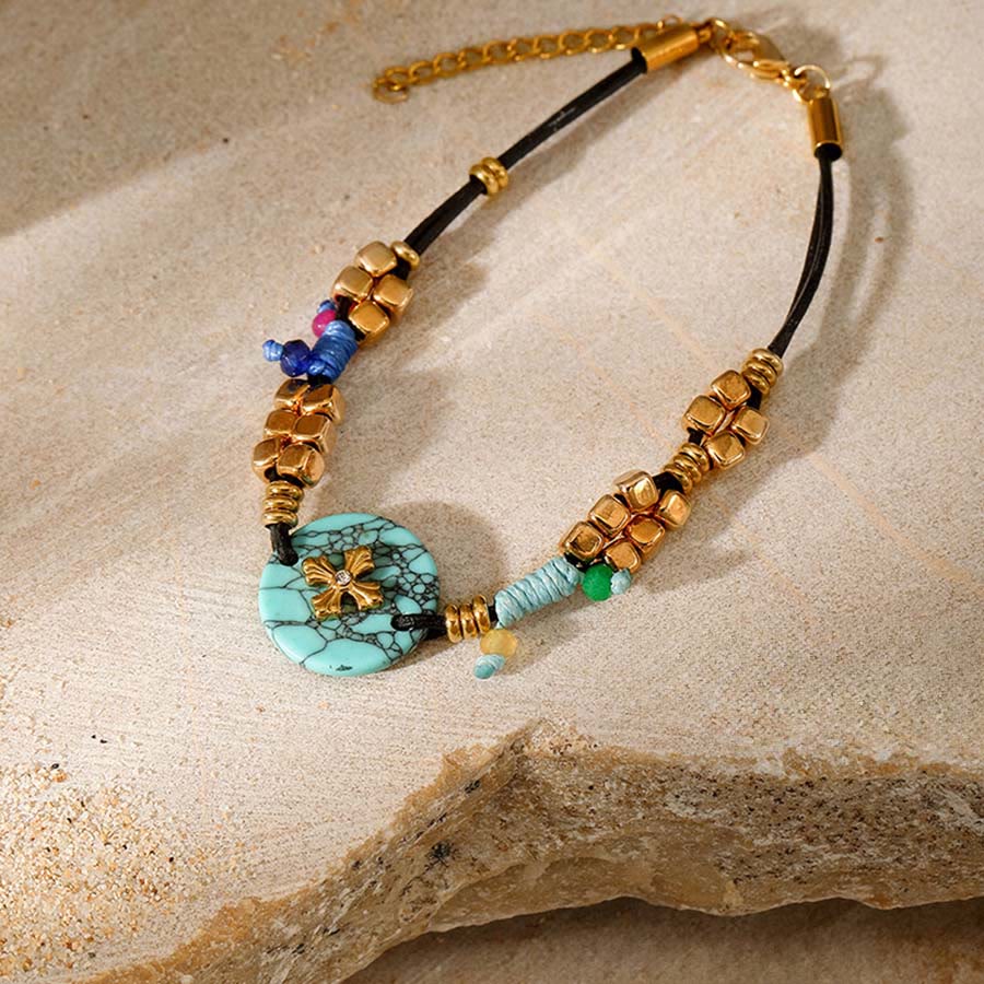 Olivenorma Nature Inspired Raw Stone Chip Evil Eye Pendant Necklace - Mix Turquoise Bracelet - image 14
