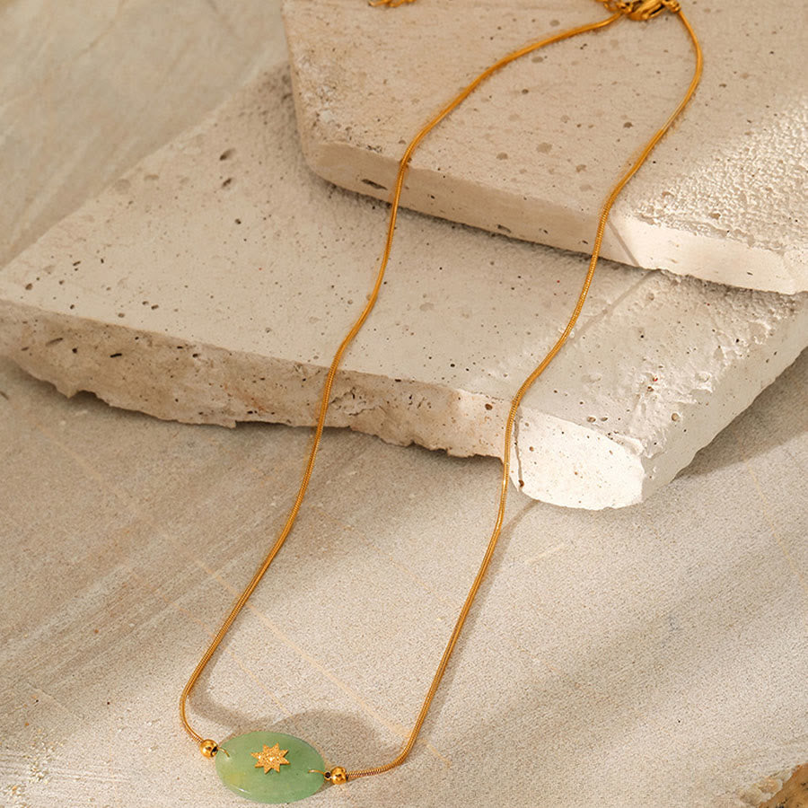 Olivenorma Nature Inspired Raw Stone Chip Evil Eye Pendant Necklace - Oval Turquoise - image 5