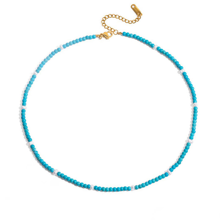 Olivenorma Boho Stacked Turquoise Bead Heart Charm Necklace - Thin Turquoise - image 13