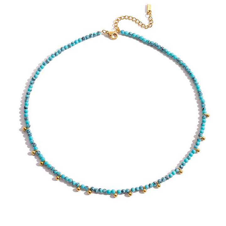 Olivenorma Boho Stacked Turquoise Bead Heart Charm Necklace - Bead Turquoise - image 9