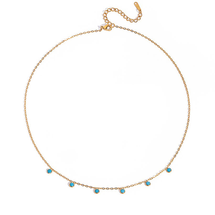 Olivenorma Boho Stacked Turquoise Bead Heart Charm Necklace - Dot Turquoise - image 5