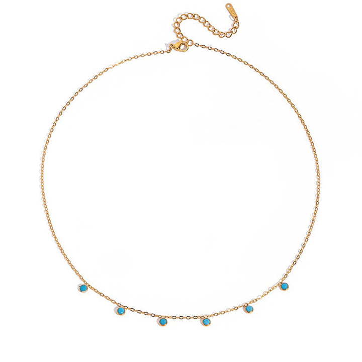 Olivenorma Boho Stacked Turquoise Bead Heart Charm Necklace - Dot Turquoise - image 5