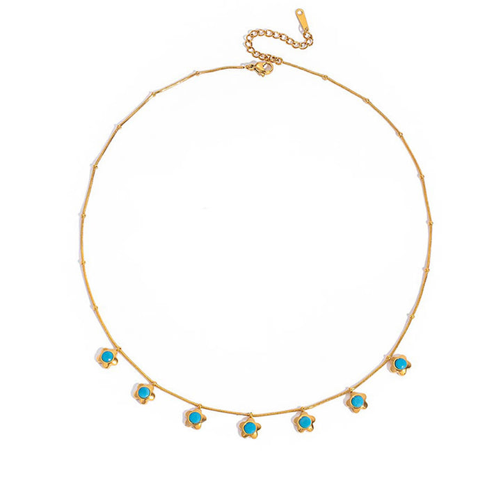 Olivenorma Boho Stacked Turquoise Bead Heart Charm Necklace - Charm Turquoise - image 10