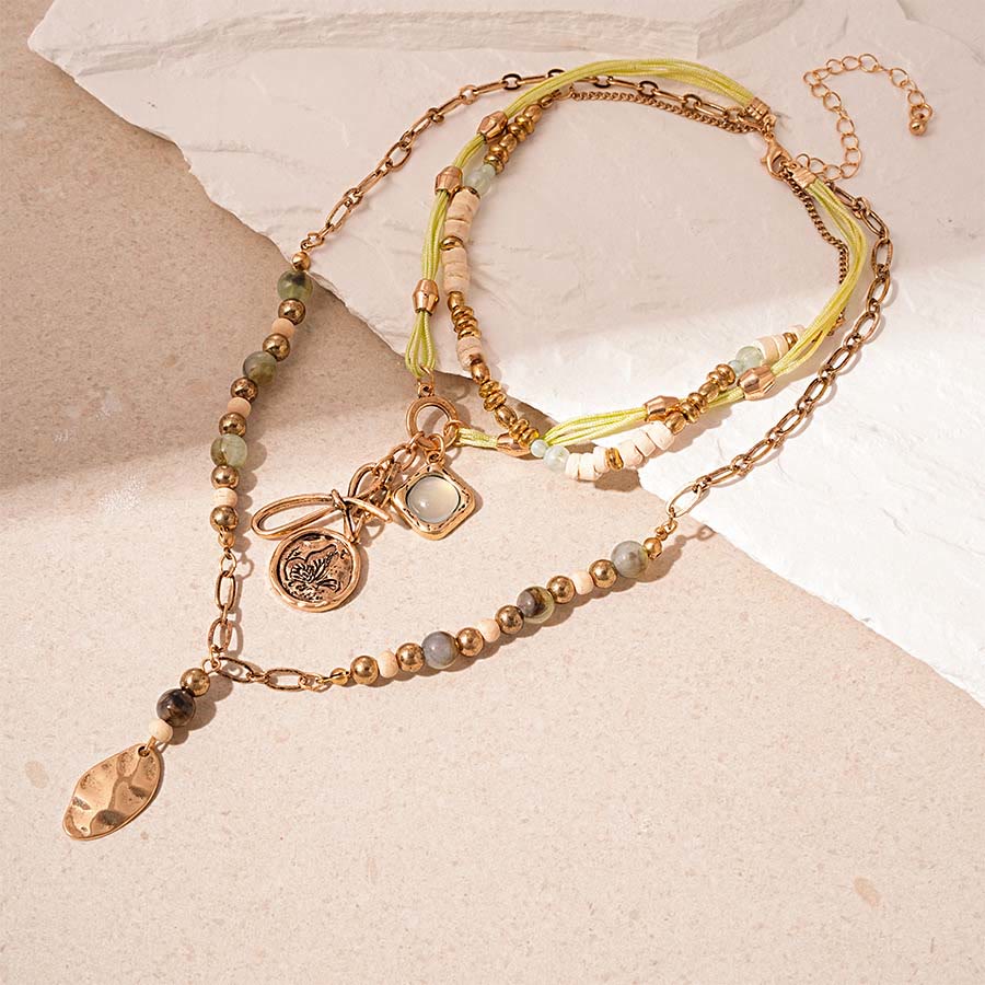 Olivenorma Nature Inspired Stacked Mixed Crystal Bead Layered Necklace - image 3