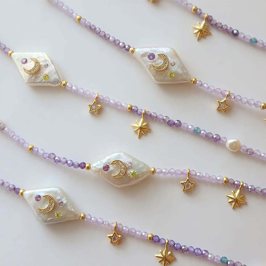 livenorma Dreamy Boho Purple Star&Moon&Fish Pendant Necklace - image 2