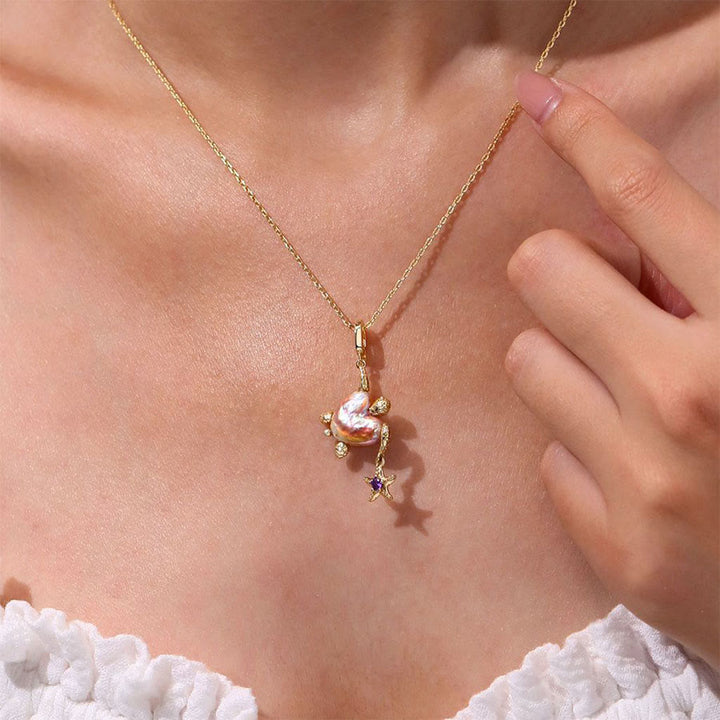 Olivenorma Baroque Pearl Fish Pendant Rice Pearl Beaded Single Strand Necklace - Starfish&Pearl - image 10