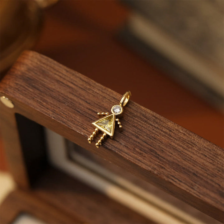 Olivenorma 12 Months Birthstone Boy & Girl Figure Gold Charm Pendant  Necklace - Nov&Girl - image 14