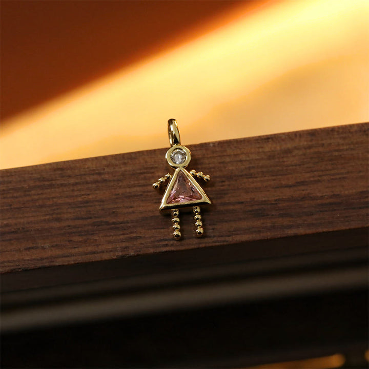 Olivenorma 12 Months Birthstone Boy & Girl Figure Gold Charm Pendant  Necklace - Oct&Girl - image 13