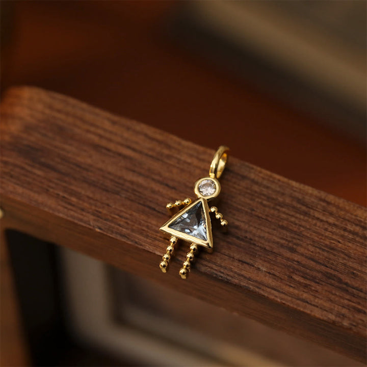 Olivenorma 12 Months Birthstone Boy & Girl Figure Gold Charm Pendant  Necklace - Mar&Girl - image 3