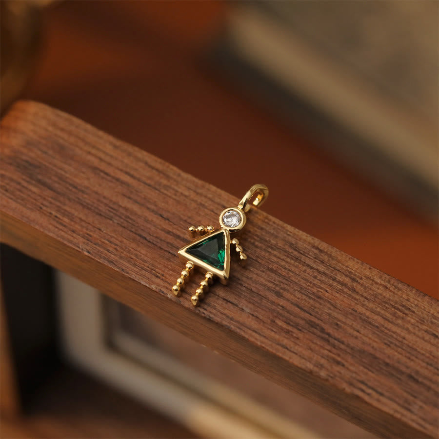 Olivenorma 12 Months Birthstone Boy & Girl Figure Gold Charm Pendant  Necklace - May&Girl - image 8