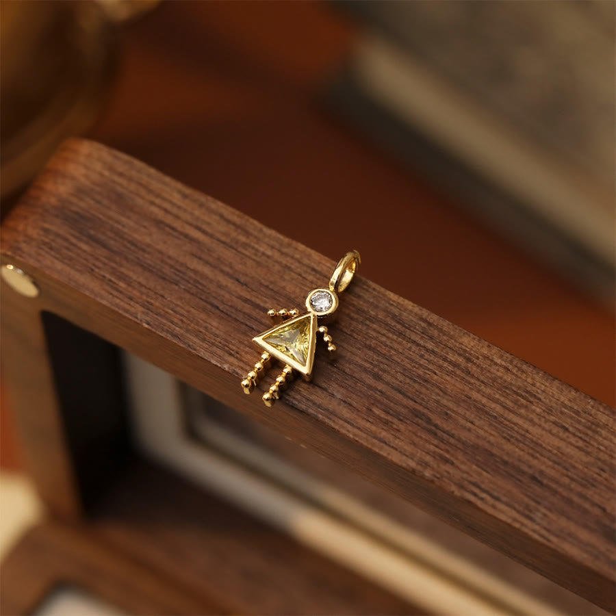 Olivenorma 12 Months Birthstone Boy & Girl Figure Gold Charm Pendant  Necklace - Nov&Girl - image 14