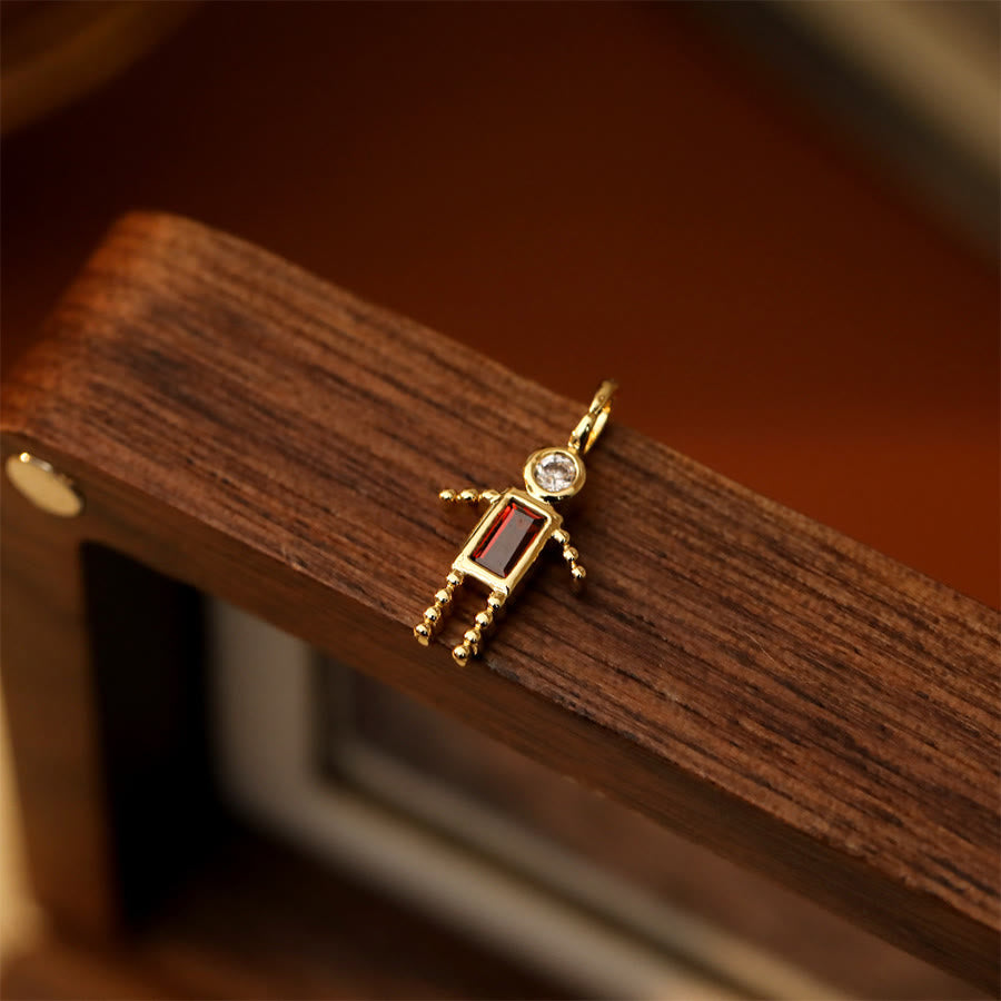 Olivenorma 12 Months Birthstone Boy & Girl Figure Gold Charm Pendant  Necklace - Jan&Boy - image 16