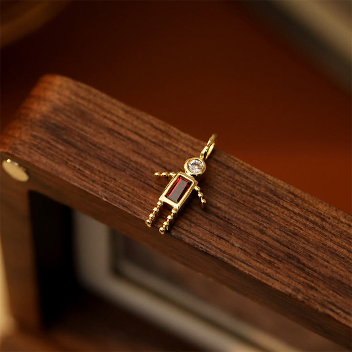 Olivenorma 12 Months Birthstone Boy & Girl Figure Gold Charm Pendant  Necklace - Jan&Boy - image 16