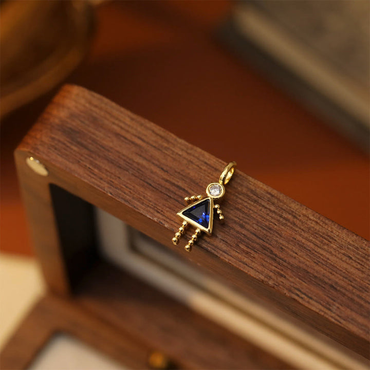 Olivenorma 12 Months Birthstone Boy & Girl Figure Gold Charm Pendant  Necklace - Sep&Girl - image 12