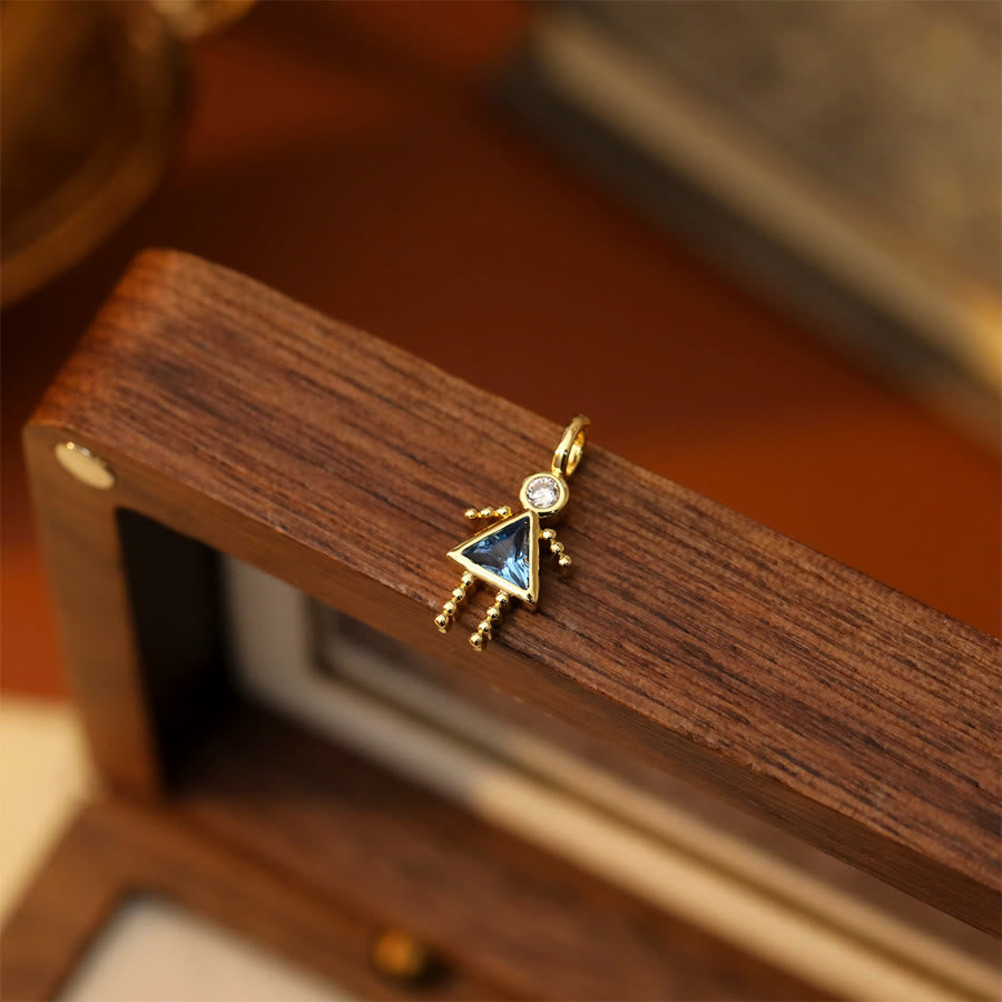 Olivenorma 12 Months Birthstone Boy & Girl Figure Gold Charm Pendant  Necklace - Dec&Girl - image 15