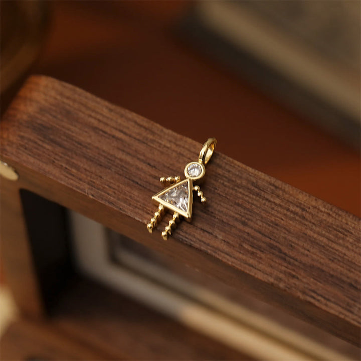 Olivenorma 12 Months Birthstone Boy & Girl Figure Gold Charm Pendant  Necklace - Apr&Girl - image 4