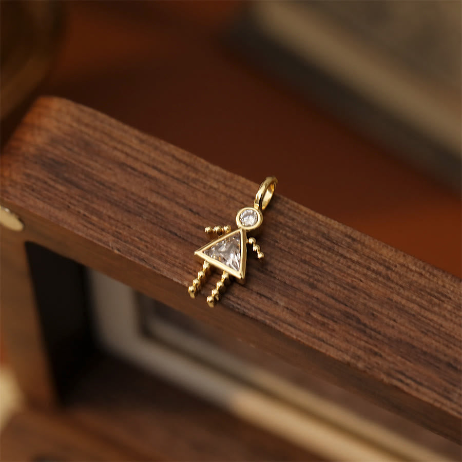 Olivenorma 12 Months Birthstone Boy & Girl Figure Gold Charm Pendant  Necklace - Apr&Girl - image 4