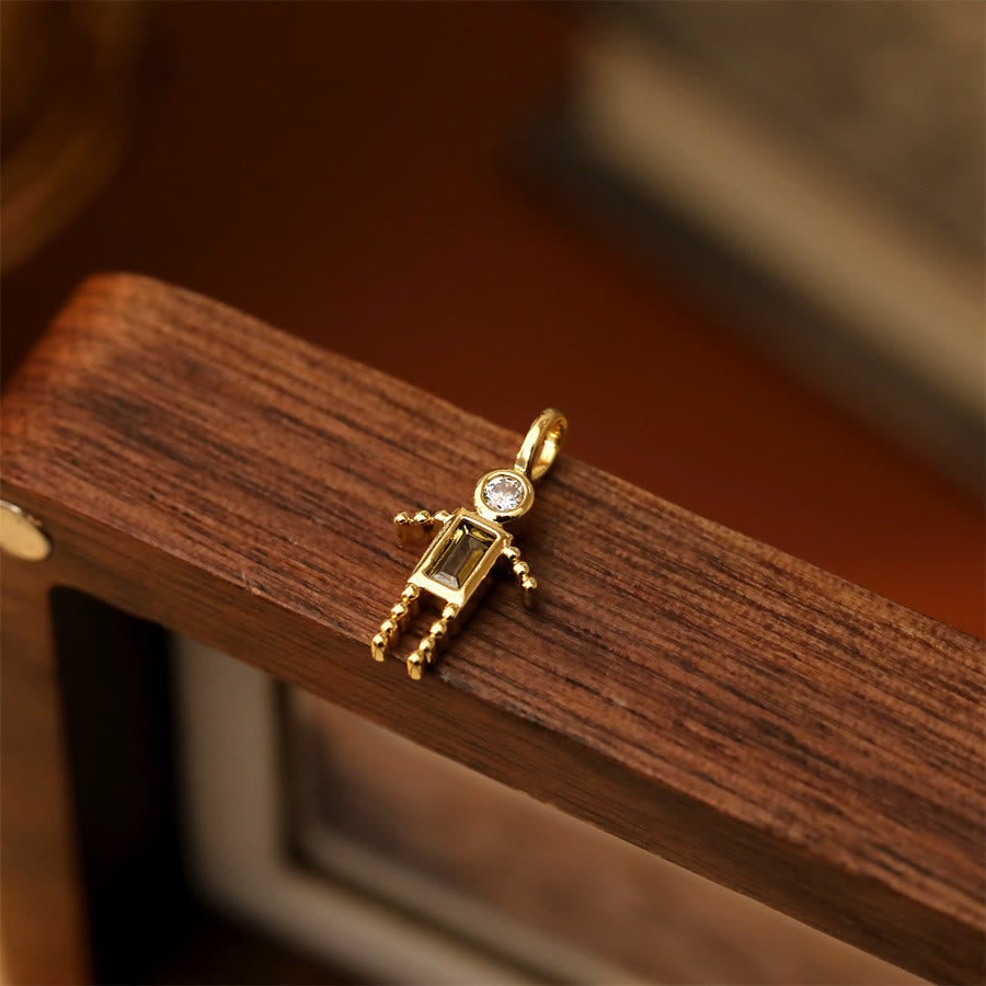Olivenorma 12 Months Birthstone Boy & Girl Figure Gold Charm Pendant  Necklace - Sep&Boy - image 25