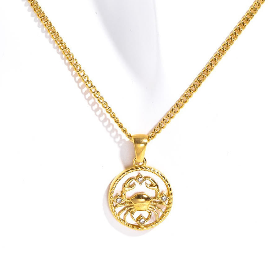 Olivenorma 12 Zodiac Sign Mother Of Pearl Round Coin Pendant Necklace  - Cancer - image 8