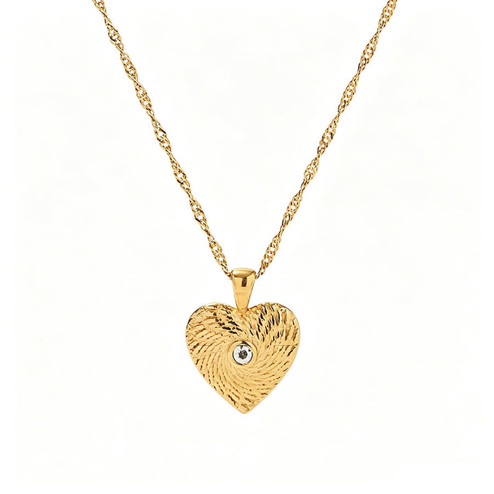 Olivenorma Boho Spiritual Sun Textured Heart Compass Coin Pendant Necklace - Heart - image 5