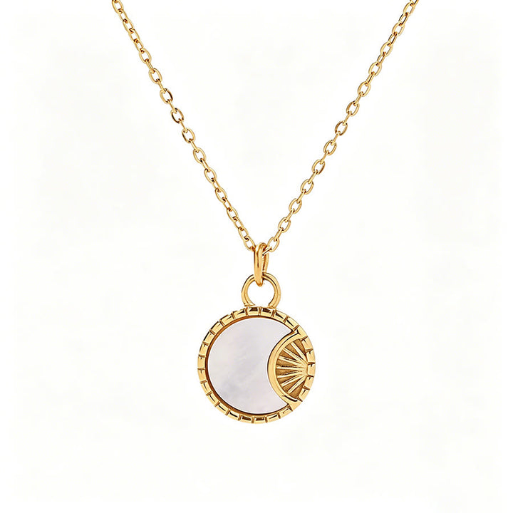 Olivenorma Boho Spiritual Sun Textured Heart Compass Coin Pendant Necklace - Moon&Disc - image 10