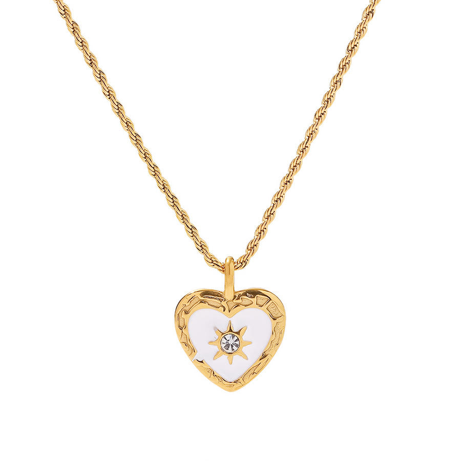Olivenorma Boho Spiritual Sun Textured Heart Compass Coin Pendant Necklace - Star&Heart - image 13