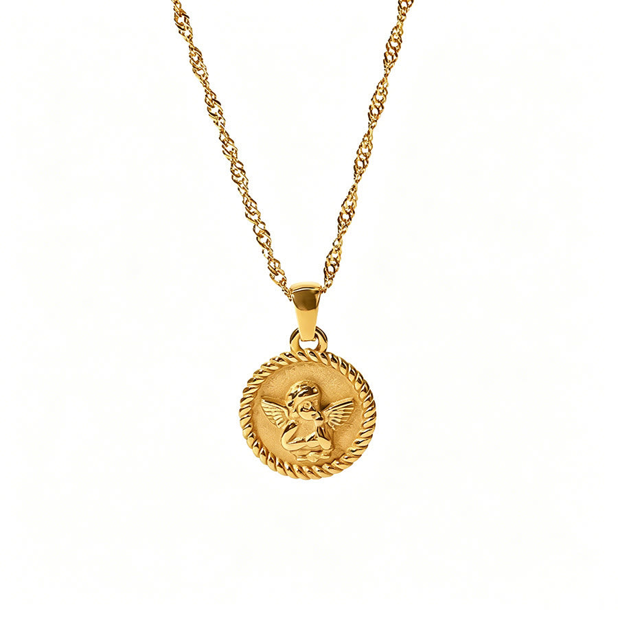 Olivenorma Boho Spiritual Sun Textured Heart Compass Coin Pendant Necklace - Angel&Disc - image 11